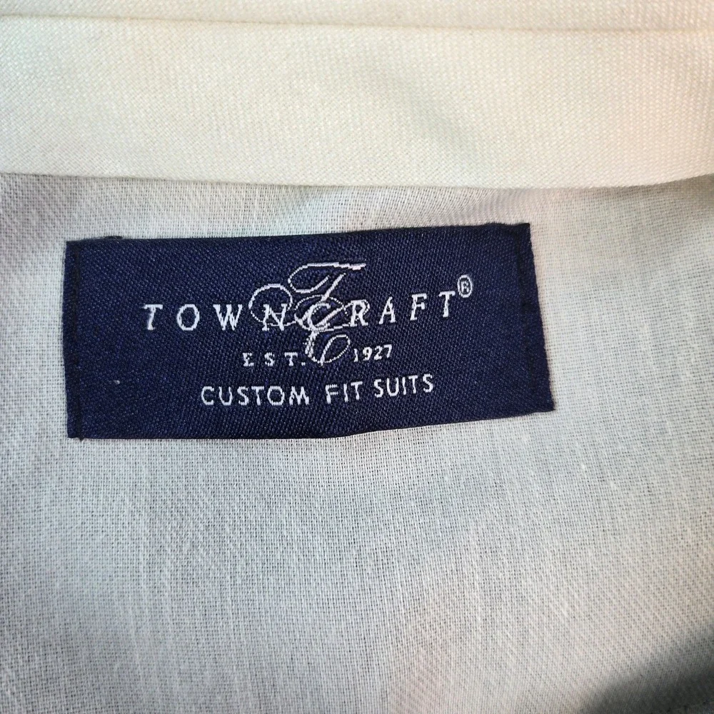 Towncraft Men's Charcoal Grey Blue Pinstripe Pleated Suit Pants 36x30 Wool Blend